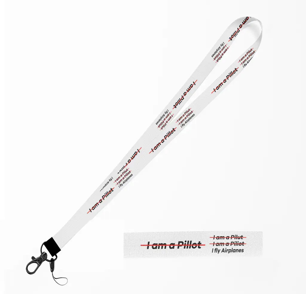 I Fly Airplanes lanyard - white