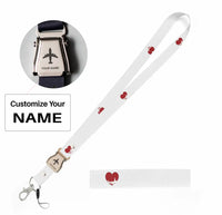 Thumbnail for I Love Aviation seat belt lanyard - white with name