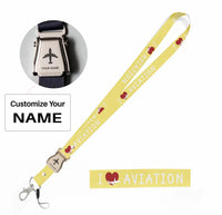 Thumbnail for I Love Aviation seat belt lanyard - yellow with name