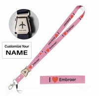 Thumbnail for I Love Embraer seat belt lanyard - pink with name