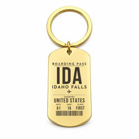 Thumbnail for Idaho Falls Regional Airport IDA - Key Chain - Boarding Pass Style - Gold
