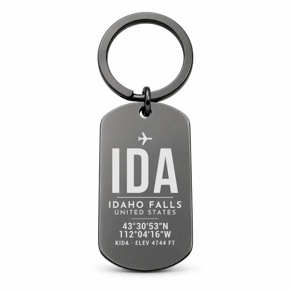 Idaho Falls Regional Airport IDA - Key Chain - Original Design - Black
