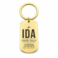 Thumbnail for Idaho Falls Regional Airport IDA - Key Chain - Original Design - Gold