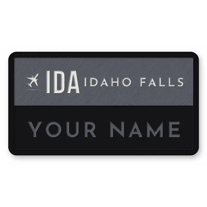 Idaho Falls Regional Airport (IDA) Patches - Rectangle + Name - Grey Red