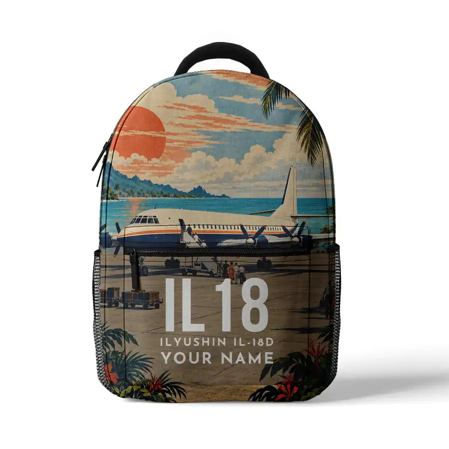 Ilyushin Il-18D - 3D Backpack - 3D Scene + Name