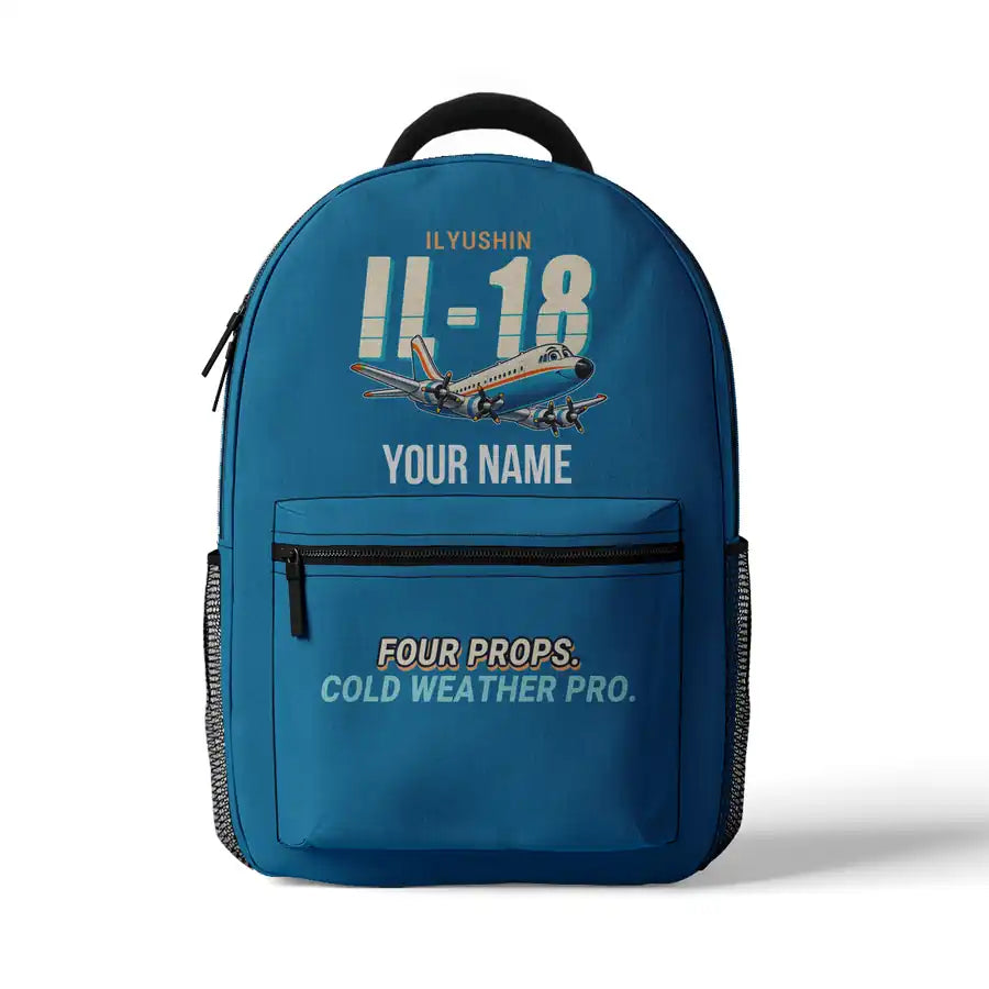 Ilyushin Il-18D - 3D Backpack - Cartoon + Name - Light Blue