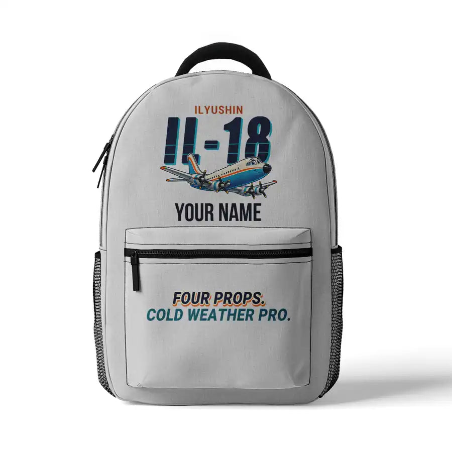 Ilyushin Il-18D - 3D Backpack - Cartoon + Name - White