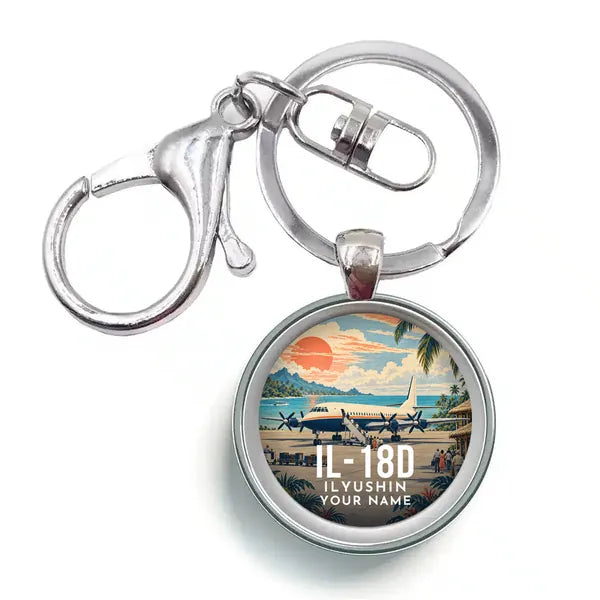 Ilyushin Il-18D - 3D + Name - Circle Key Chain - Full Print