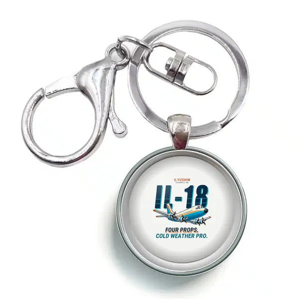 Ilyushin Il-18D - Cartoon - Circle Key Chain - White