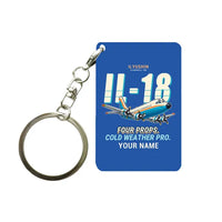 Thumbnail for Ilyushin Il-18D - Cartoon + Name - Key Chain - Blue