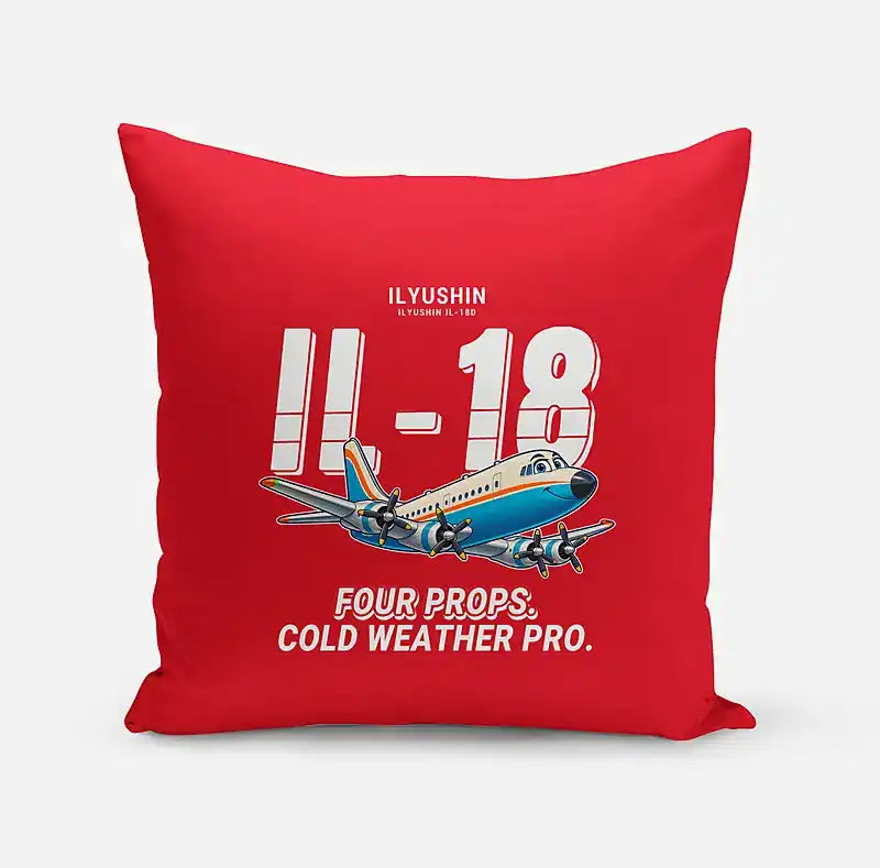Ilyushin Il-18D - Cartoon - Pillow - Red