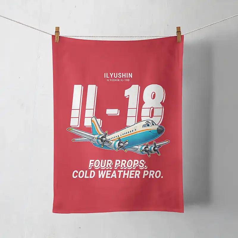 Ilyushin Il-18D - Cartoon - Towel - Red