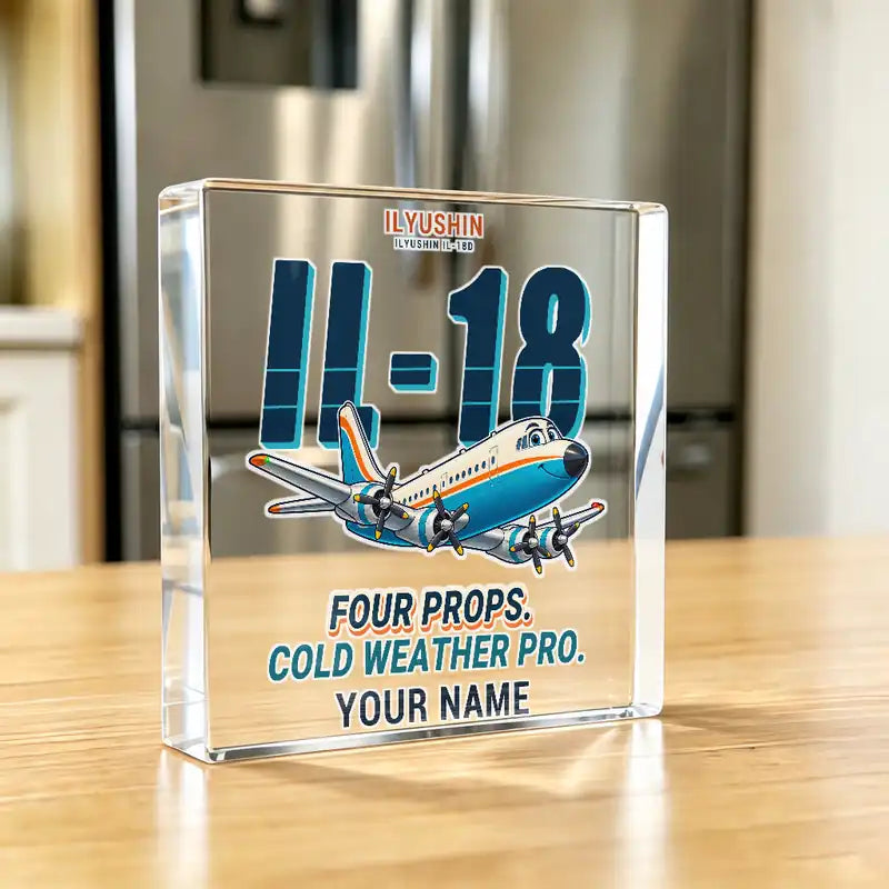 Ilyushin Il-18D - Crystal Ornament - Cartoon + Name - Kitchen