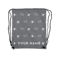 Thumbnail for Ilyushin Il-18D - Drawstring Bag - 3D Pattern + Name - Gray