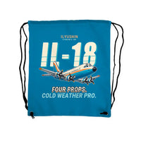 Thumbnail for Ilyushin Il-18D - Drawstring Bag - Cartoon - Light Blue