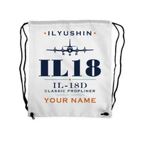 Thumbnail for Ilyushin Il-18D - Drawstring Bag - Heritage + Name - White
