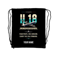 Thumbnail for Ilyushin Il-18D - Drawstring Bag - Original + Name - Black