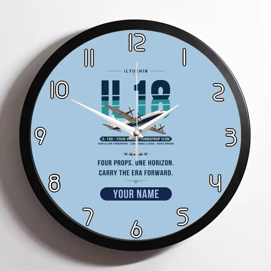 Ilyushin Il-18D - Original + Name - Framed - Light Blue