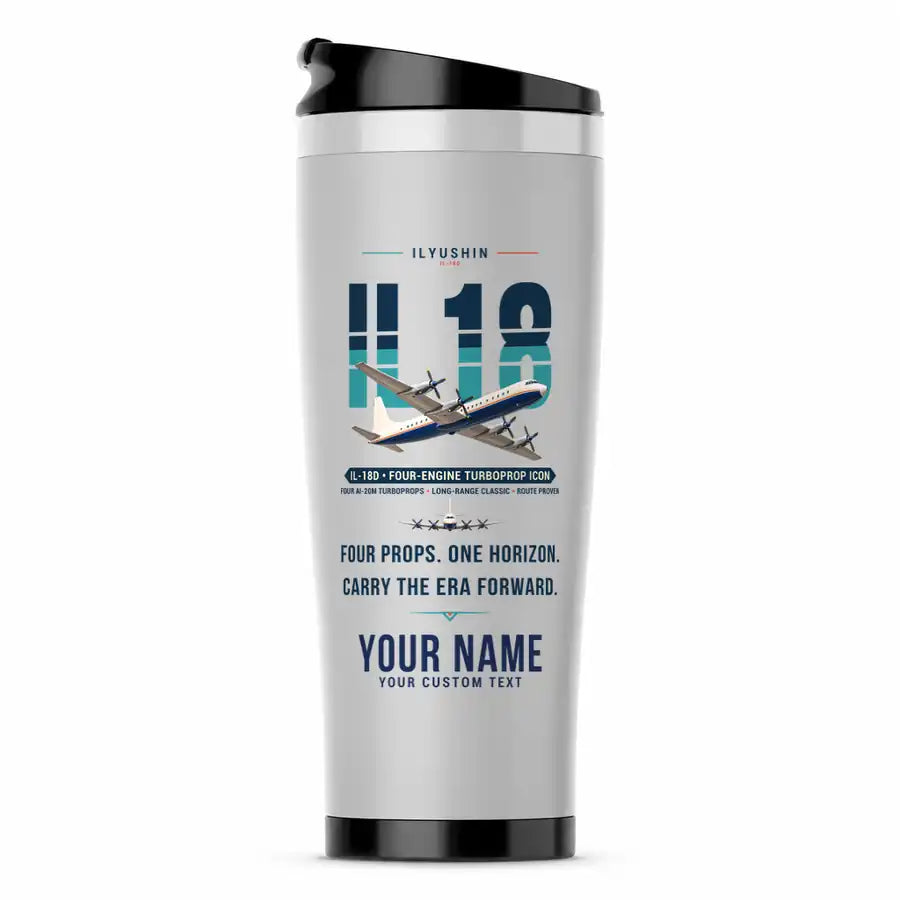Ilyushin Il-18D - Original + Name - Stainless Steel (No Holder) - Light Gray