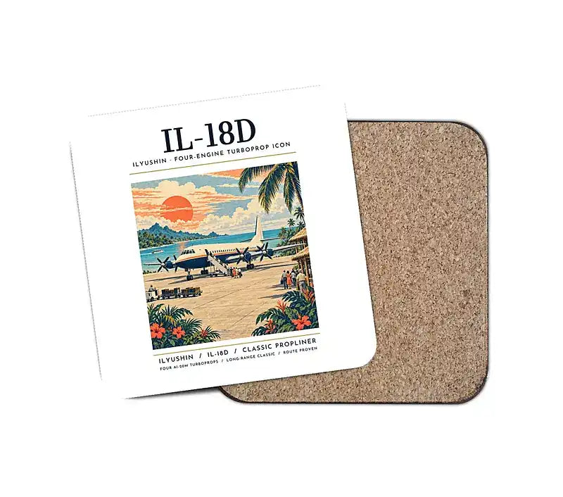 Ilyushin Il-18D - Poster - Coaster - White