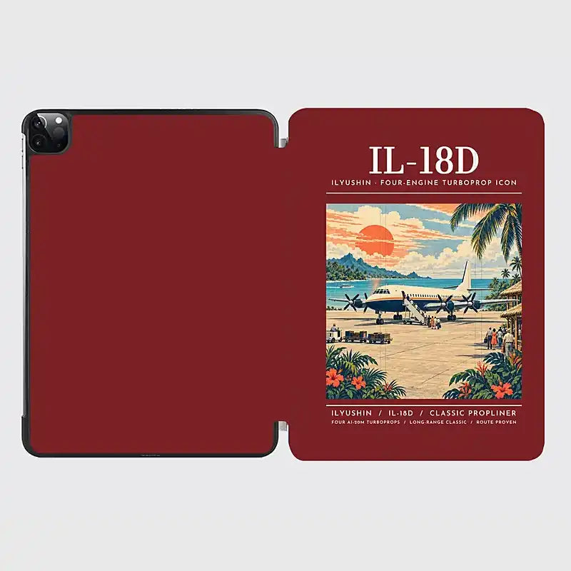Ilyushin Il-18D - Poster - iPad Case - Dark Red