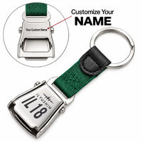 Thumbnail for Ilyushin Il-18D - Seat Belt Key Chain - Heritage + Name - Green