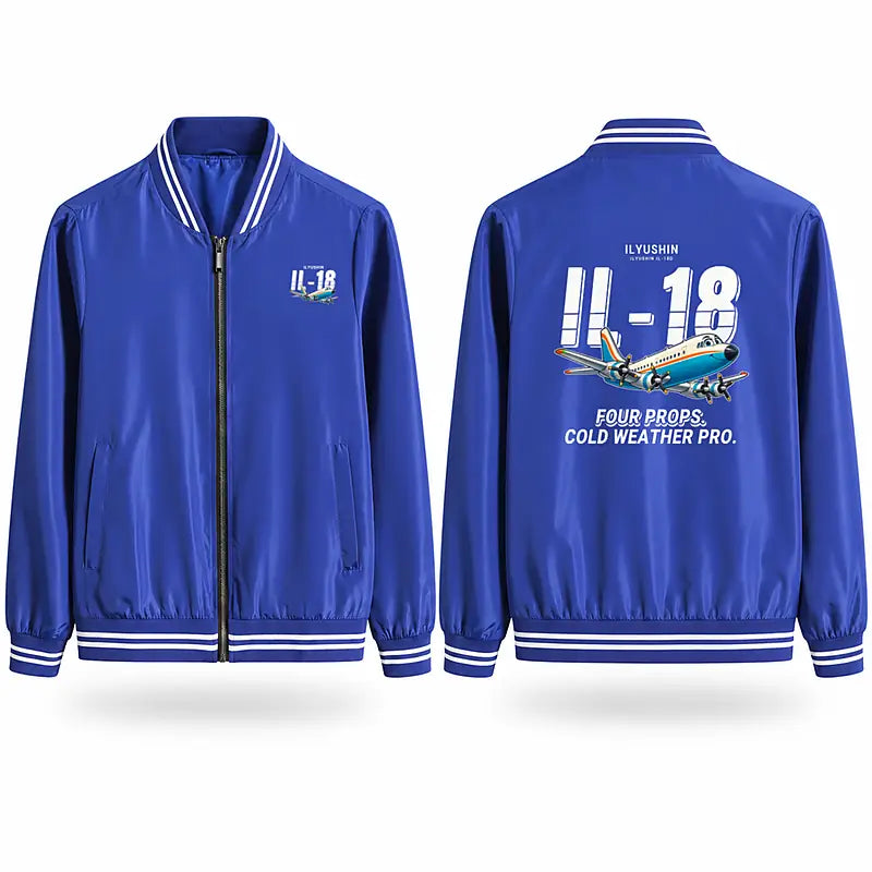 Ilyushin Il-18D Stylish Jackets - Baseball Collar - Cartoon - Royal Blue