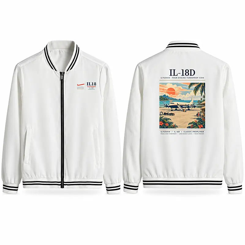 Ilyushin Il-18D Stylish Jackets - Baseball Collar - Poster - White