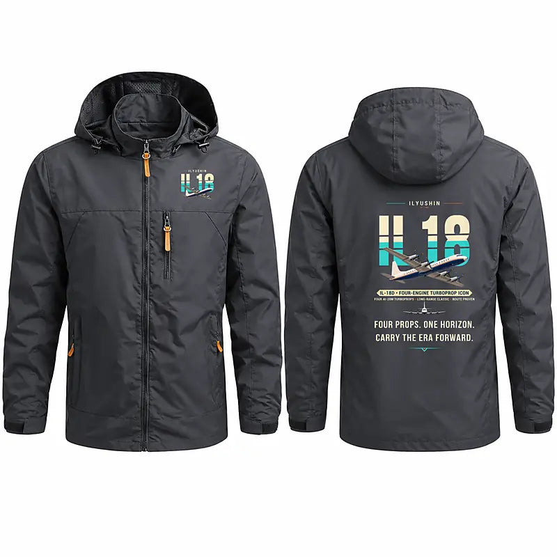 Ilyushin Il-18D Stylish Jackets - Hooded Windbreaker - Original - Charcoal