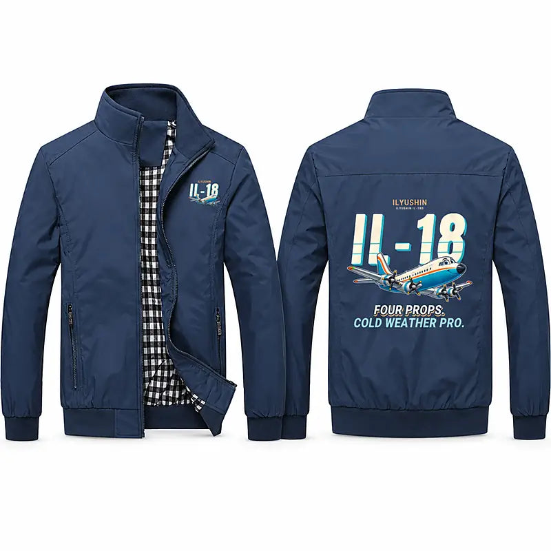 Ilyushin Il-18D Stylish Jackets - Stand Collar - Cartoon - Navy Blue