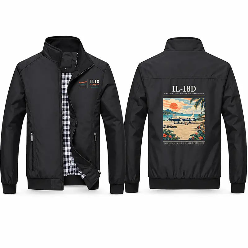 Ilyushin Il-18D Stylish Jackets - Stand Collar - Poster - Black