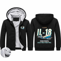 Thumbnail for Ilyushin Il-18D Zipped Sweatshirts - Cartoon - Black