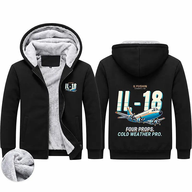 Ilyushin Il-18D Zipped Sweatshirts - Cartoon - Black