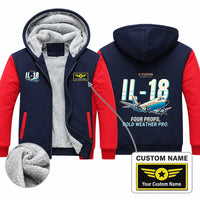 Thumbnail for Ilyushin Il-18D Zipped Sweatshirts - Cartoon + Name - Navy & Red