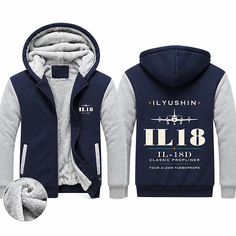 Ilyushin Il-18D Zipped Sweatshirts - Heritage - Navy & Gray