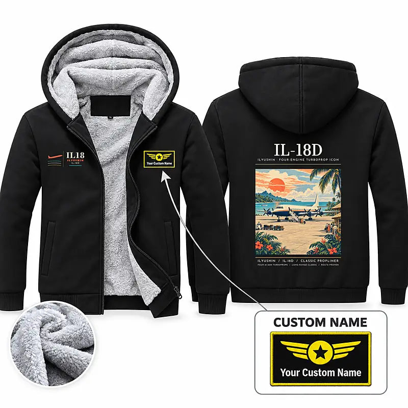 Ilyushin Il-18D Zipped Sweatshirts - Poster + Name - Black