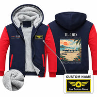 Thumbnail for Ilyushin Il-18D Zipped Sweatshirts - Poster + Name - Navy & Red