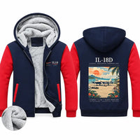 Thumbnail for Ilyushin Il-18D Zipped Sweatshirts - Poster - Navy & Red