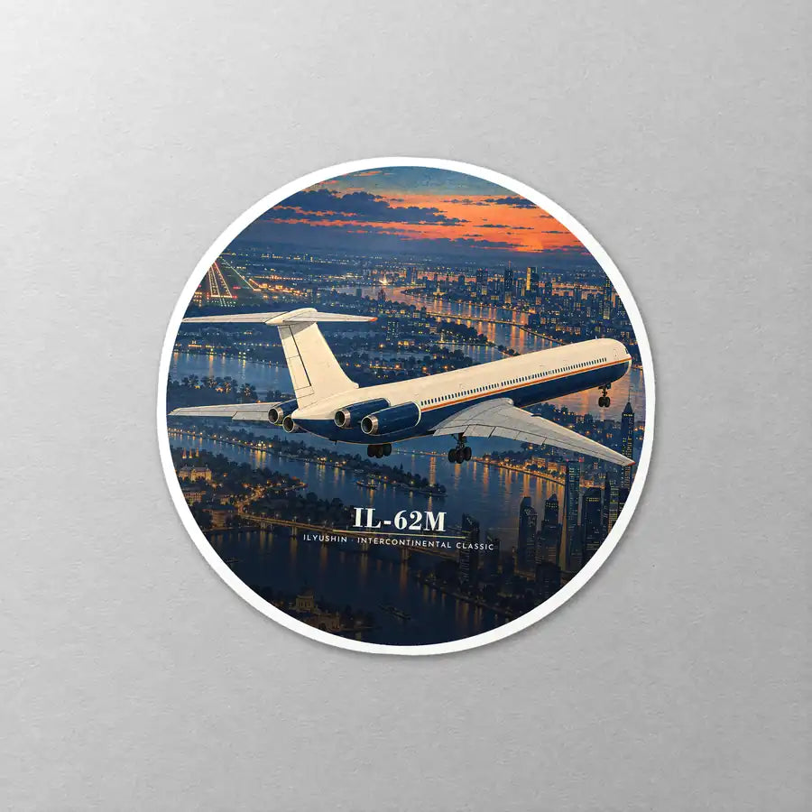 Ilyushin Il-62M - 3D - Circle Sticker - Close-up