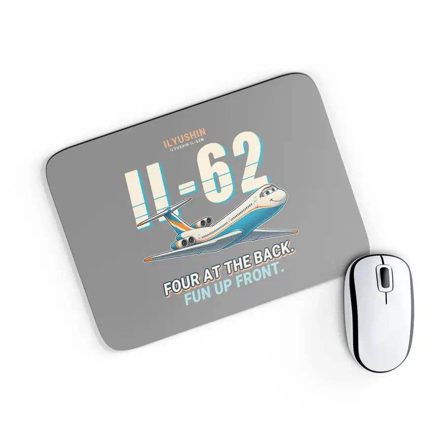 Ilyushin Il-62M - Cartoon - Mouse Pad - Gray