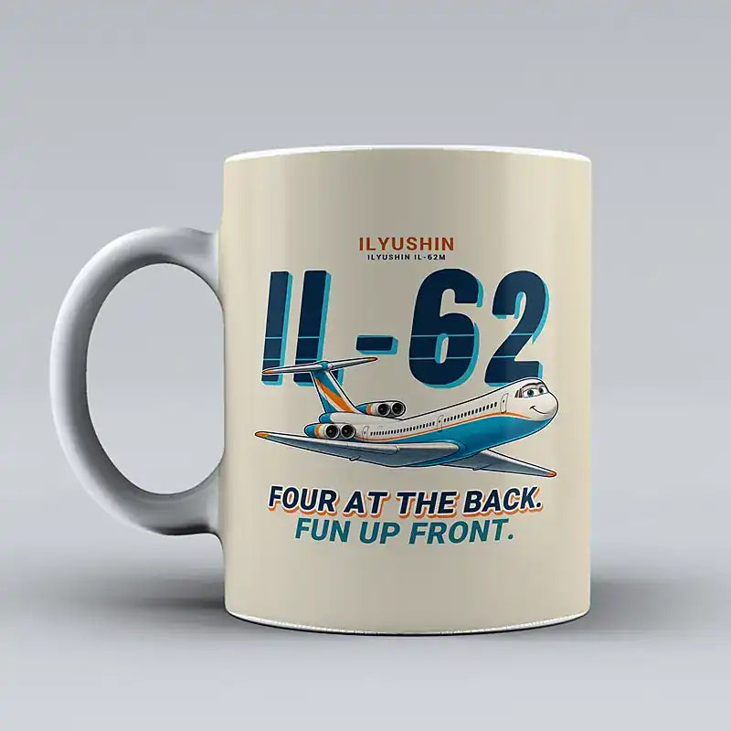 Ilyushin Il-62M - Cartoon - Mug - Beige