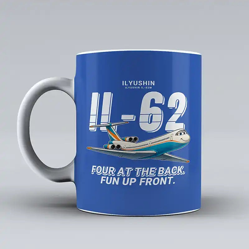 Ilyushin Il-62M - Cartoon - Mug - Blue