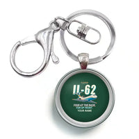 Thumbnail for Ilyushin Il-62M - Cartoon + Name - Circle Key Chain - Dark Green