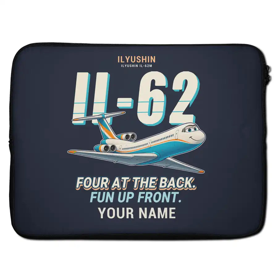 Ilyushin Il-62M - Cartoon + Name - Laptop Sleeve