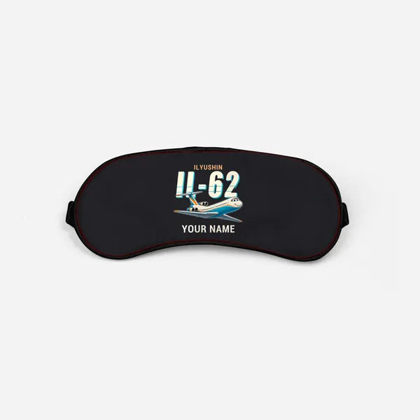 Ilyushin Il-62M - Cartoon + Name - Sleep Mask - Black