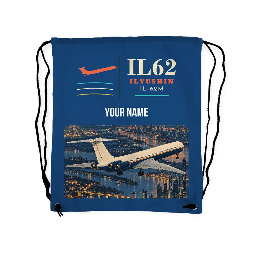 Ilyushin Il-62M - Drawstring Bag - Classic + Name - Blue