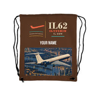 Thumbnail for Ilyushin Il-62M - Drawstring Bag - Classic + Name - Brown