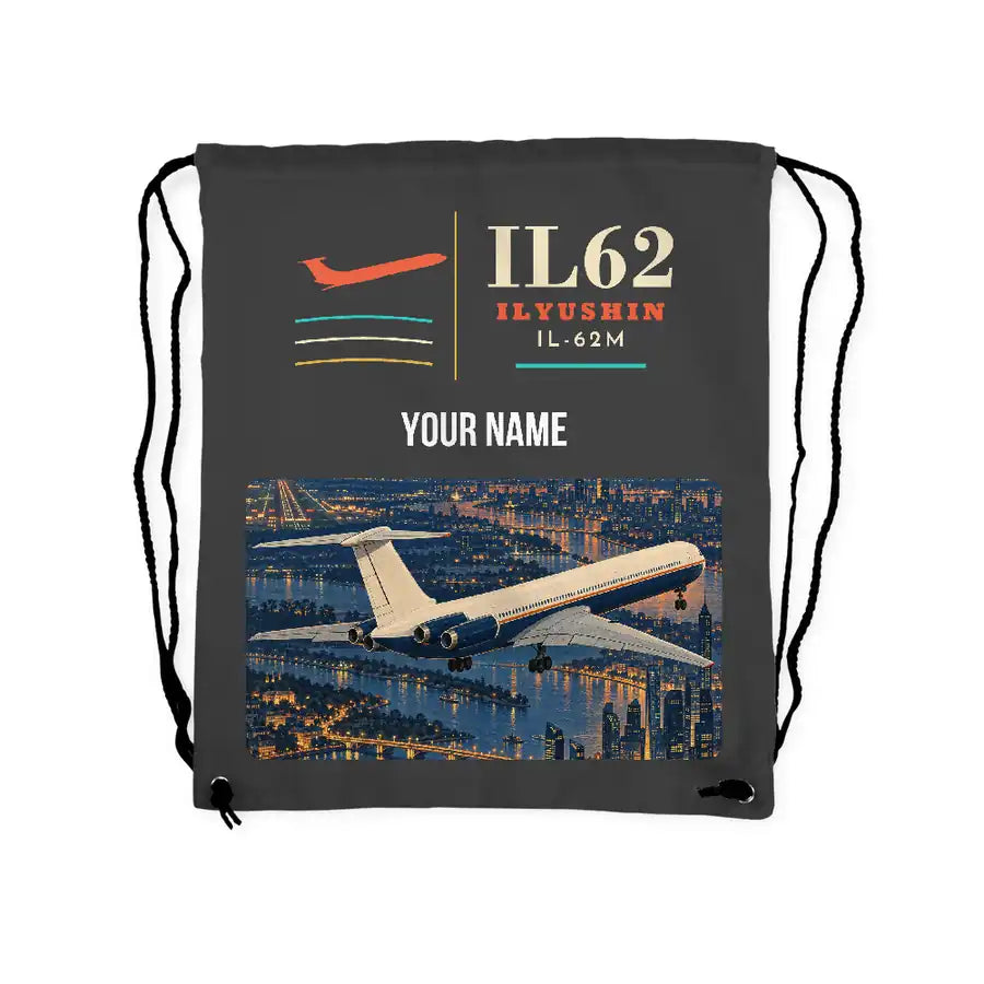 Ilyushin Il-62M - Drawstring Bag - Classic + Name - Gray