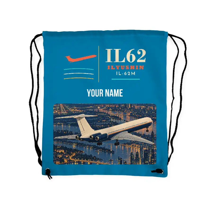 Ilyushin Il-62M - Drawstring Bag - Classic + Name - Light Blue