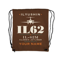 Thumbnail for Ilyushin Il-62M - Drawstring Bag - Heritage + Name - Brown